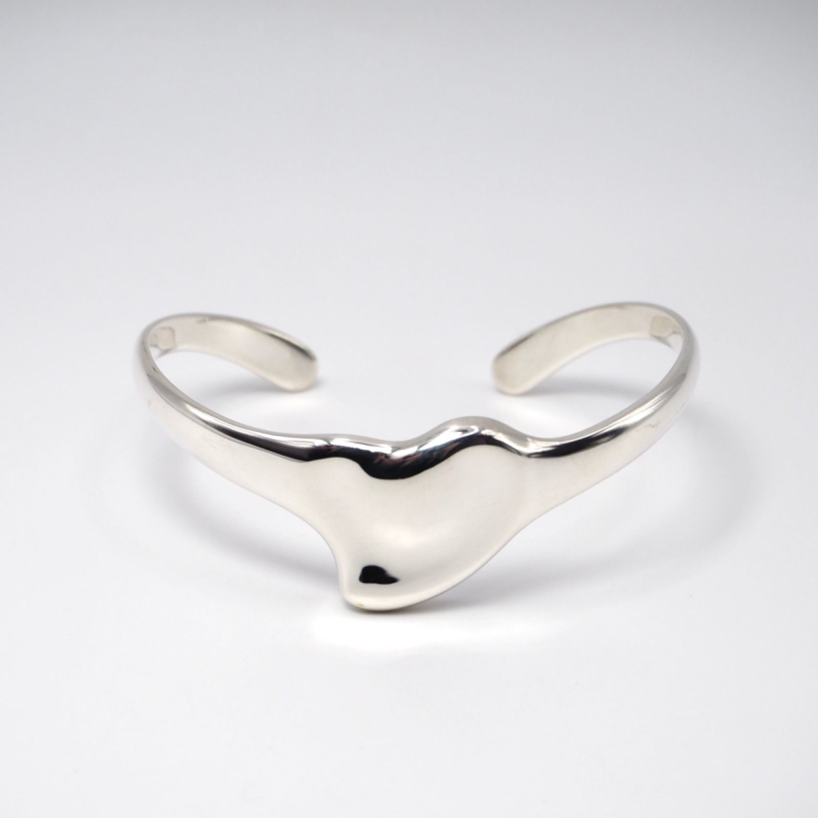 Tiffany & Co Silver 925 Full Heart Cuff Bracelet Elsa Peretti 6.7in 17cm