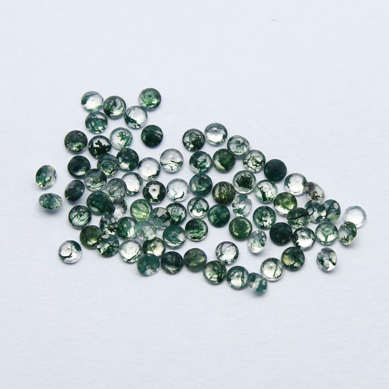 Natural Moss Agate Lot 2×2 MM Round Shape Faceted Gemstone Lot