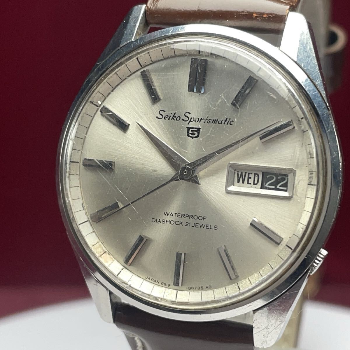 Vintage 1966 SEIKO Sportsmatic 5 6619-8050 Automatic 21J Made in Japan Dolphin