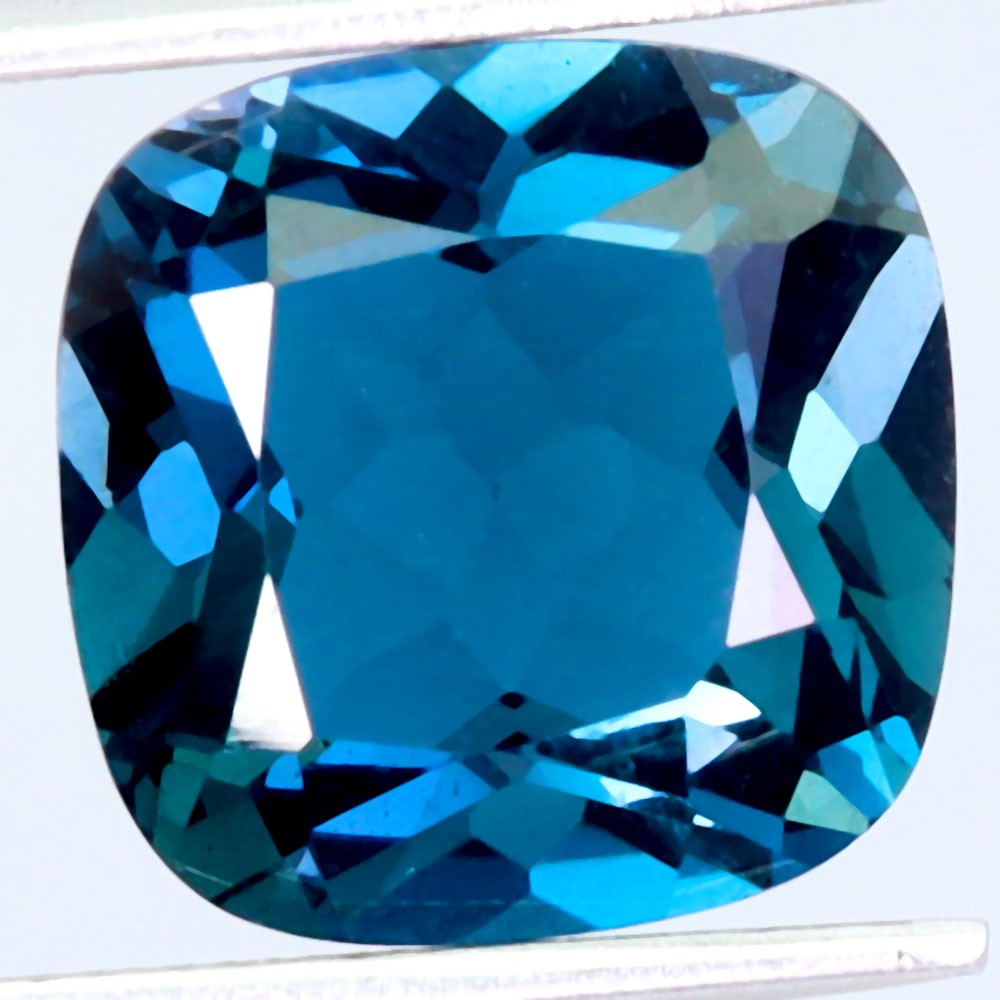 Cushion Cut Natural London Blue Topaz Africa 7.24ct 11.5mm Full Fire Gemstone