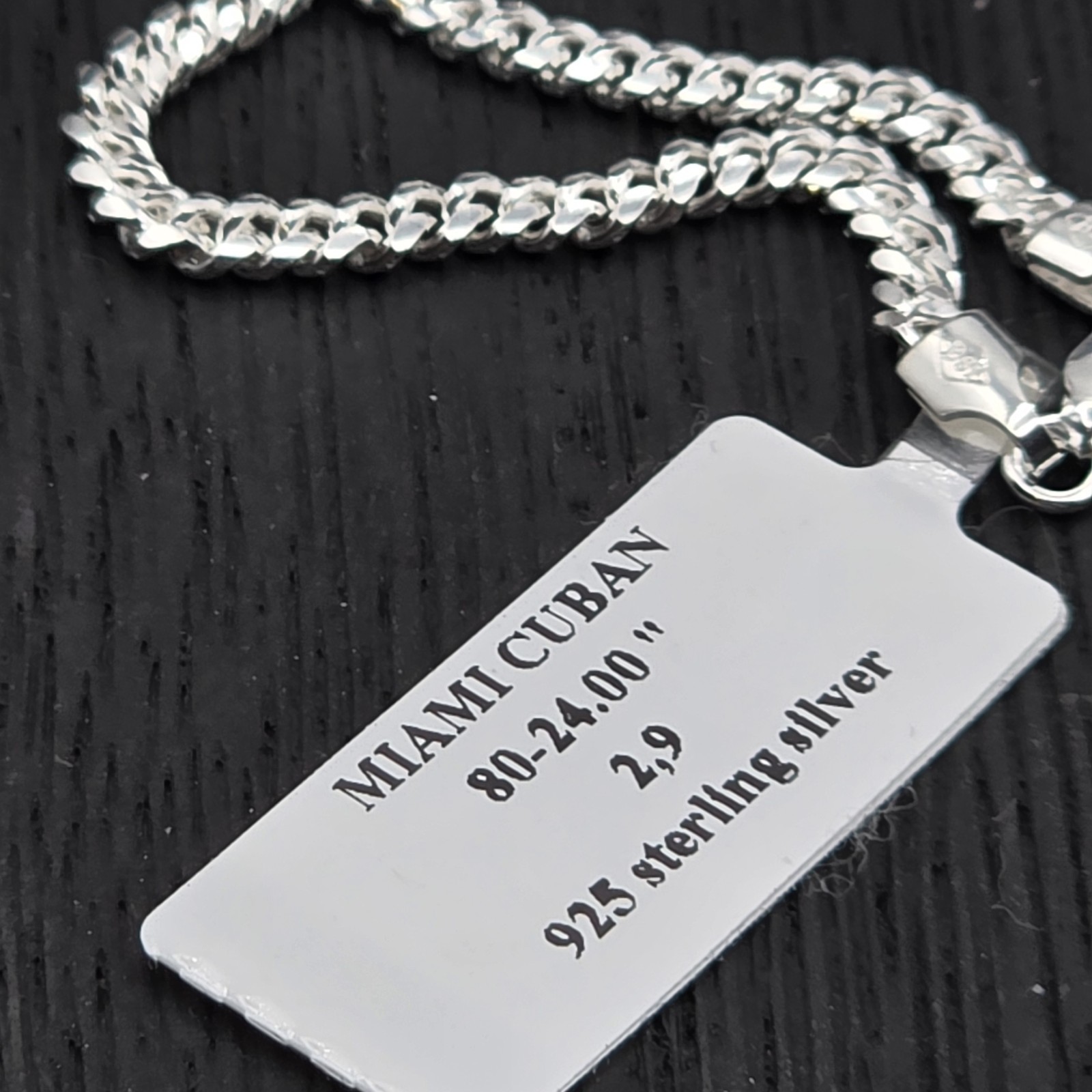 NWT Italy 925 Sterling Silver Miami Cuban Link Chain 24″ 3.0mm 15.4g Unisex
