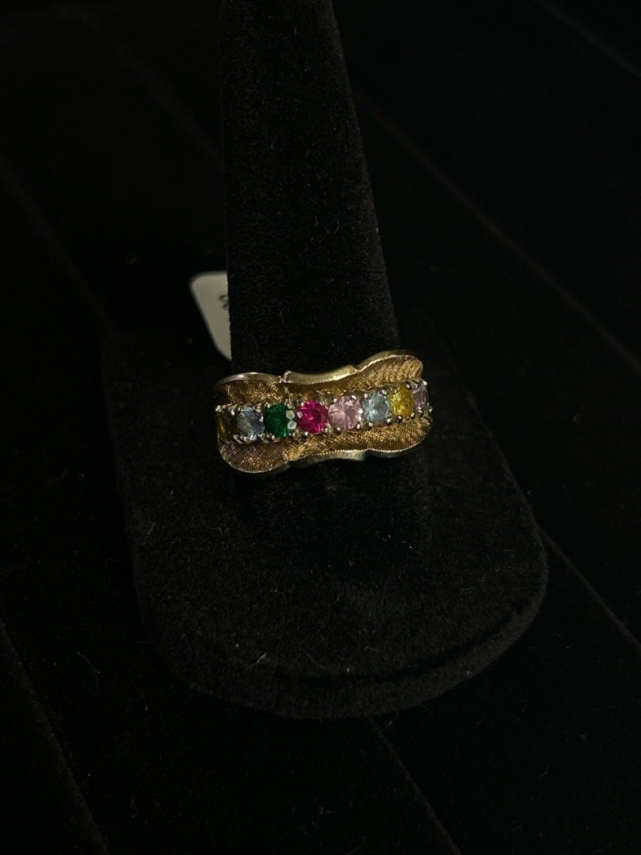multi Spinel Lady’s Stone Ring 10K Yellow Gold 6.71g Size:8.5 (A36003868)