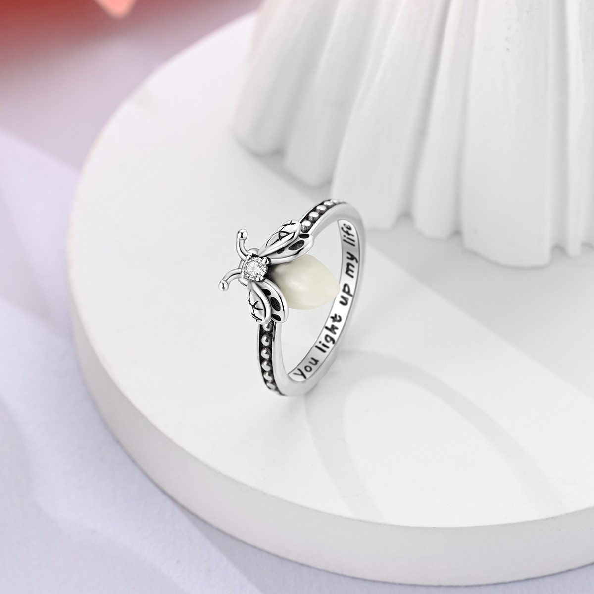 LAZA 925 Sterling Silver Luminous Firefly Finger Ring AAA CZ Women Jewelry