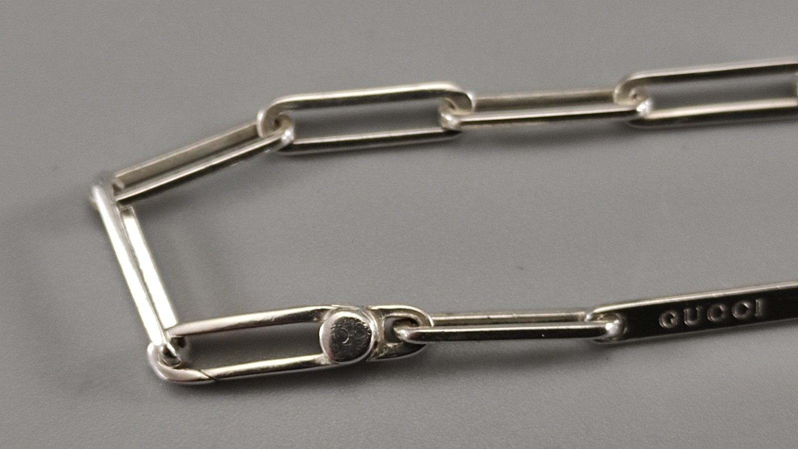Gucci Sterling Silver 925 Chain Link Bracelet 18.5cm 4mm Light Weight 5.3g