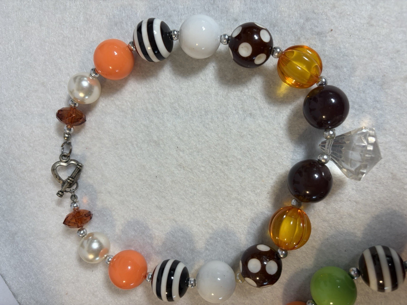 2 Fun Chunky Bubble Gum Bead Necklaces Halloween Colors Festive Costume Jewelry