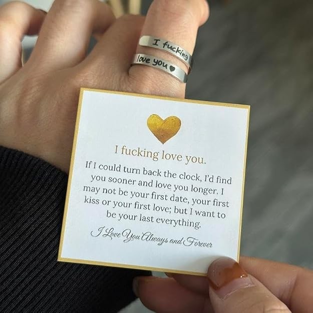sunglnl I Fcking Love You Ring For Women, Open Adjustable Adjustable, Silver