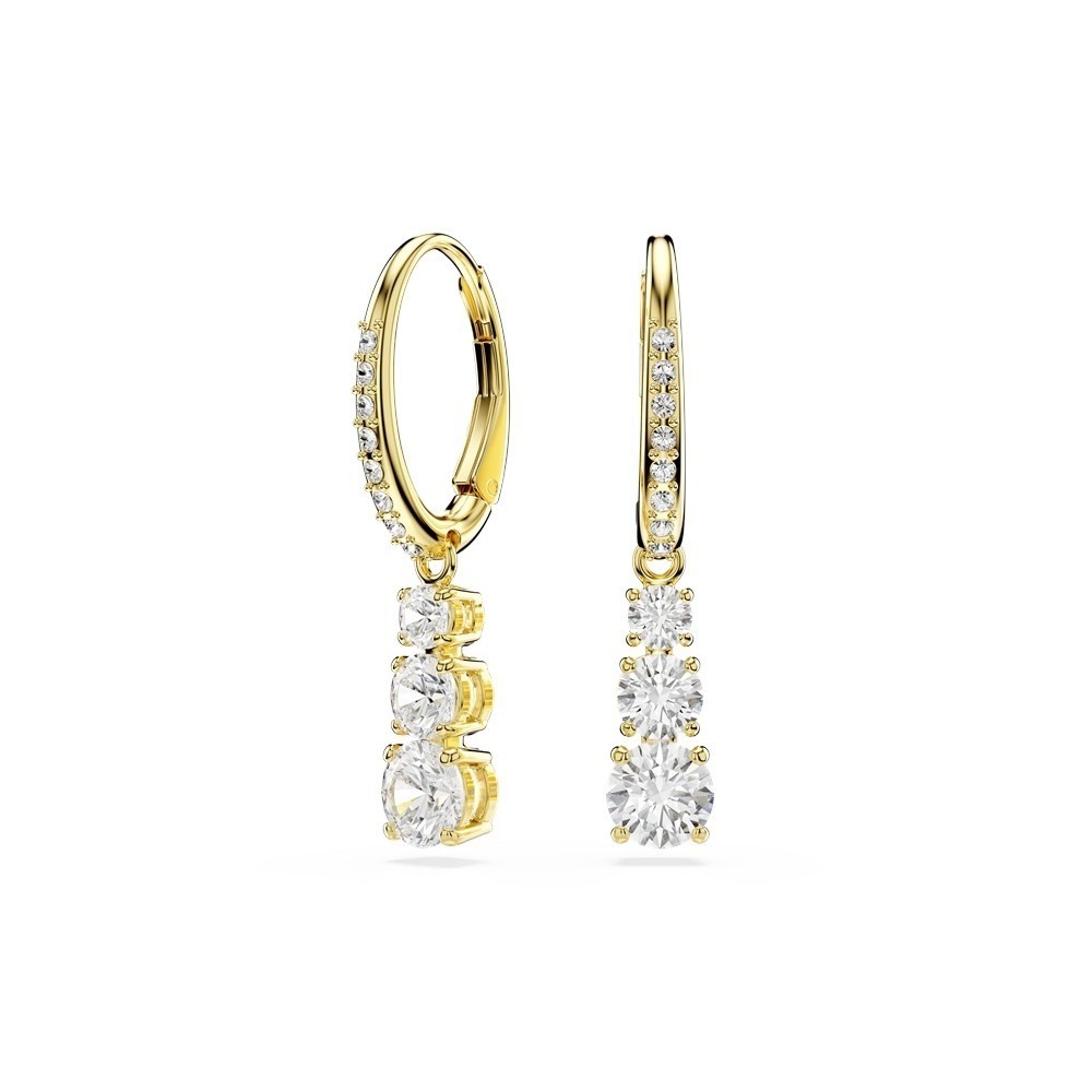 Swarovski Stilla Attract Hoop Earrings Round Cut White, Gold-Tone Plated 5723300
