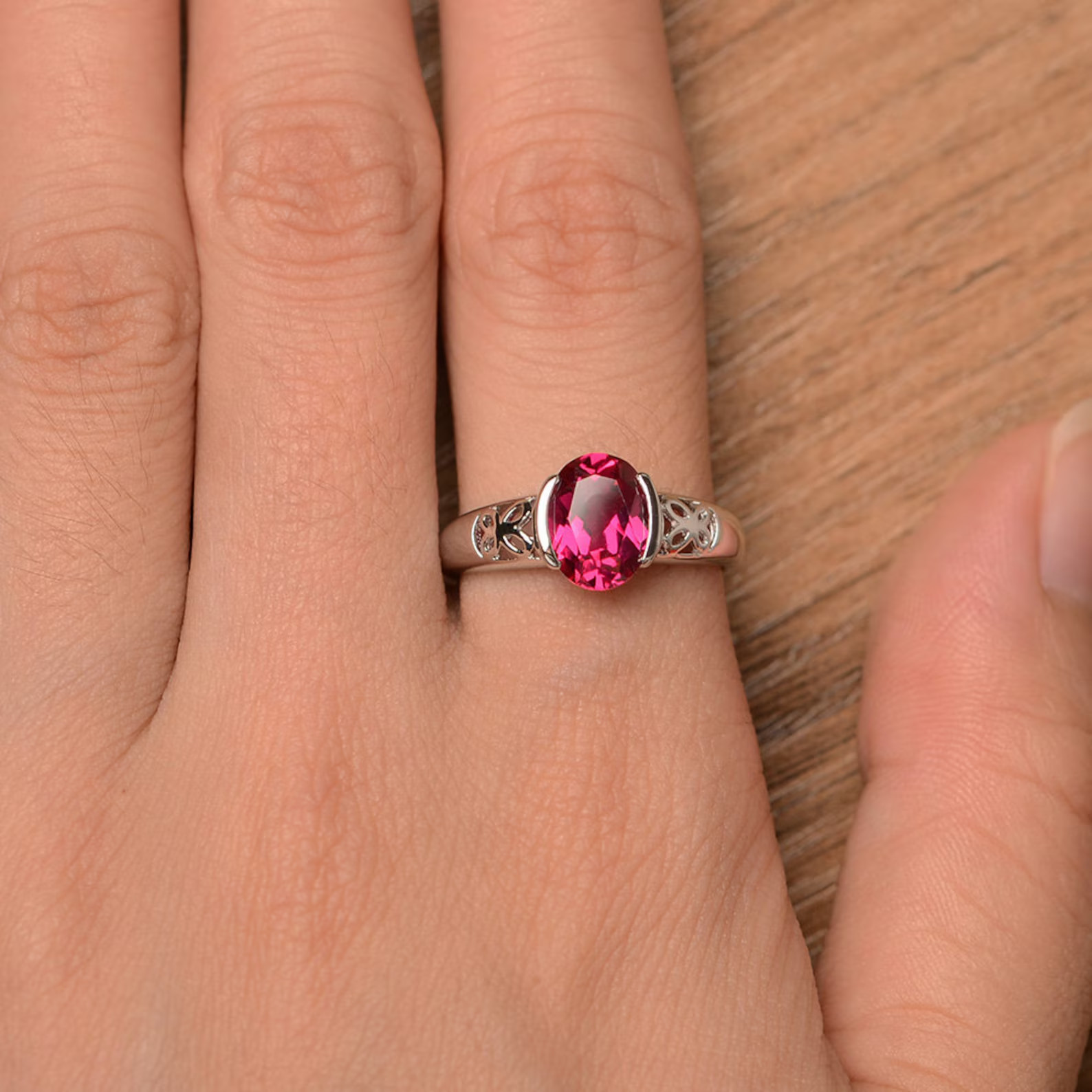 ruby ring engagement Gift 925 Sterling silver Promise gift ring