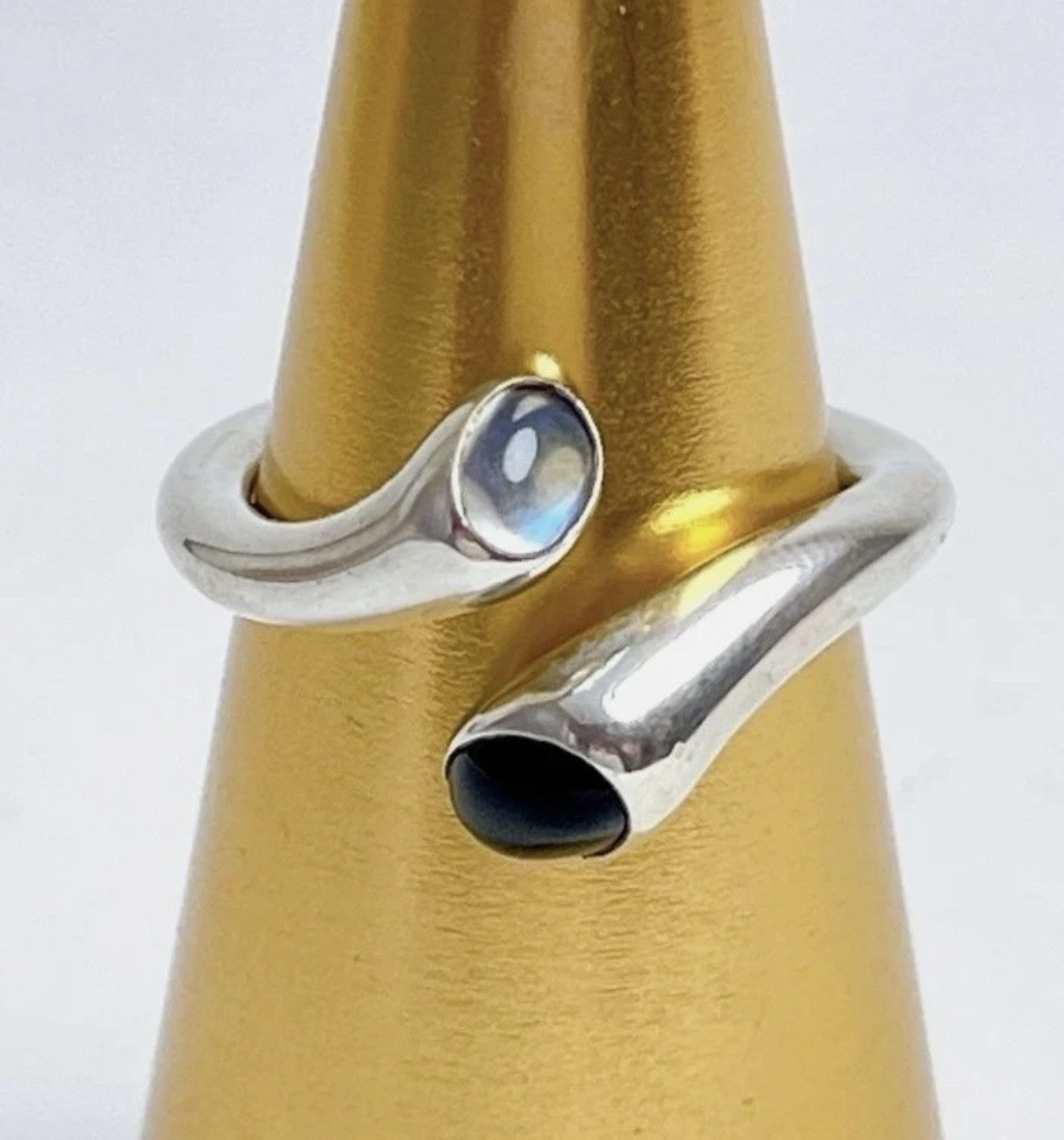 Georg Jensen No.263 Carnival Set of 2 Ring Onyx and MoonstoneSterling Silver