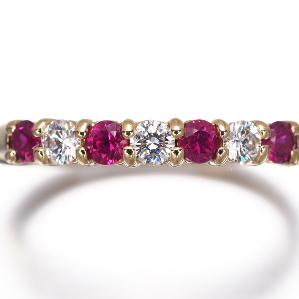 Auth POLA Ring Ruby 0.36ct Diamond 0.21ct US6.5-6.75 18K 750 Yellow Gold