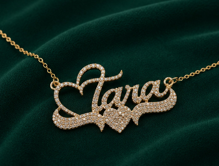 4Ct Moissanite Tara Name Necklace–14K Yellow Gold Plated Personalized Pendant