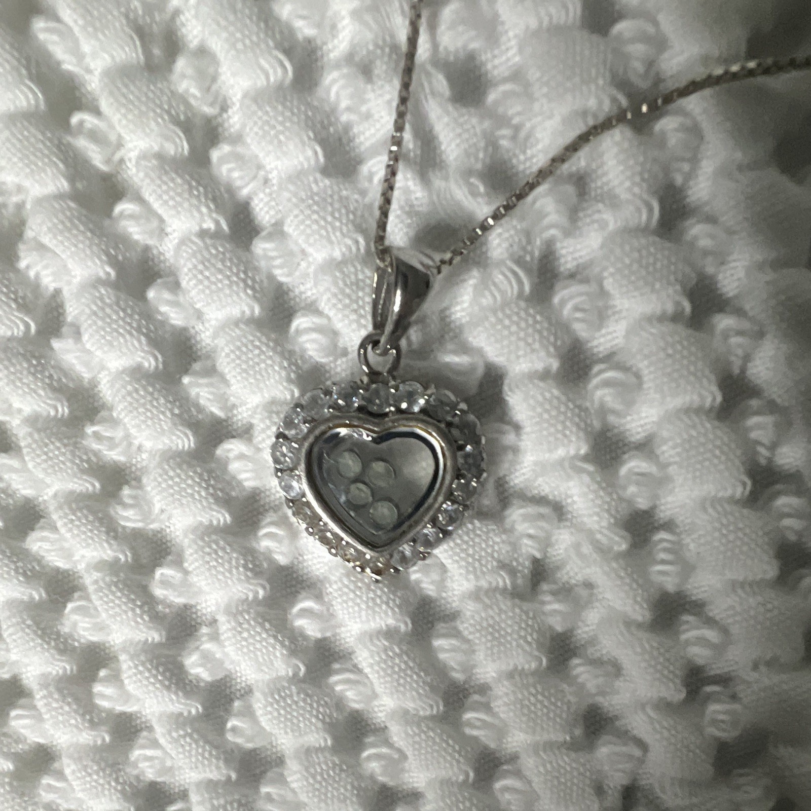 Sterling Silver 925 Heart Locket Pendant Necklace Box Chain Lobster Clasp Signed