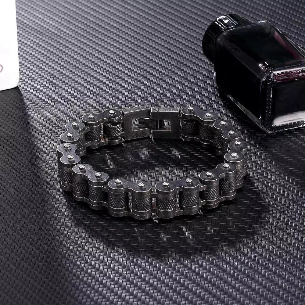 Gray Metal Bike/Motorcycle Chain Stainless Steel Bracelet Biker Link