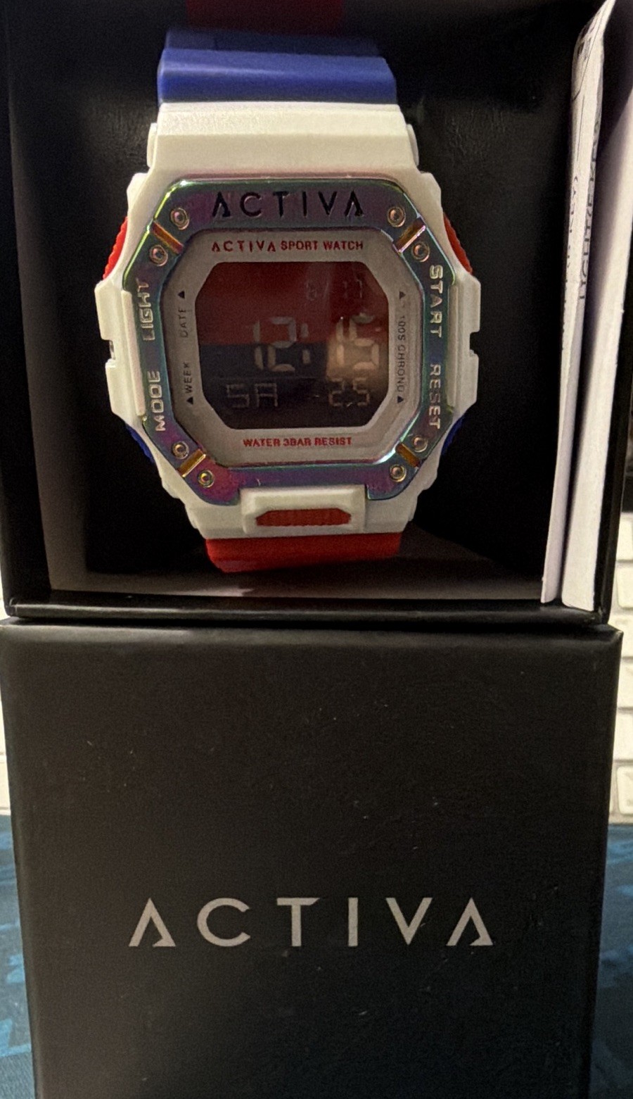 Activa ACW8059 Digital Quartz Sport Watch Chronograph Alarm 30m Red/Blue