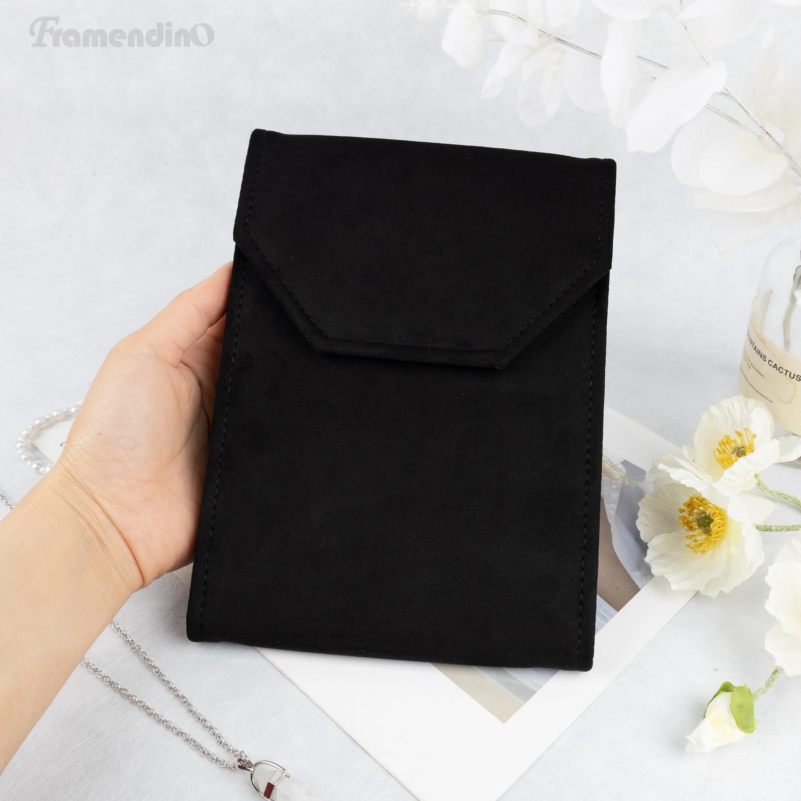 Framendino, Velvet Necklace Folder Jewelry Travel Storage Holder Display Case…