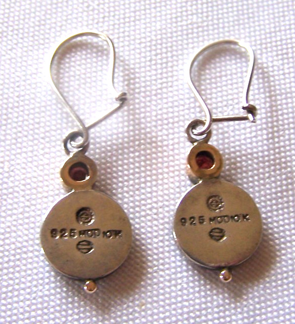 Harley-Davidson Stamped MOD Sterling Silver 925 Bar & Shield 10kt Stone Earrings