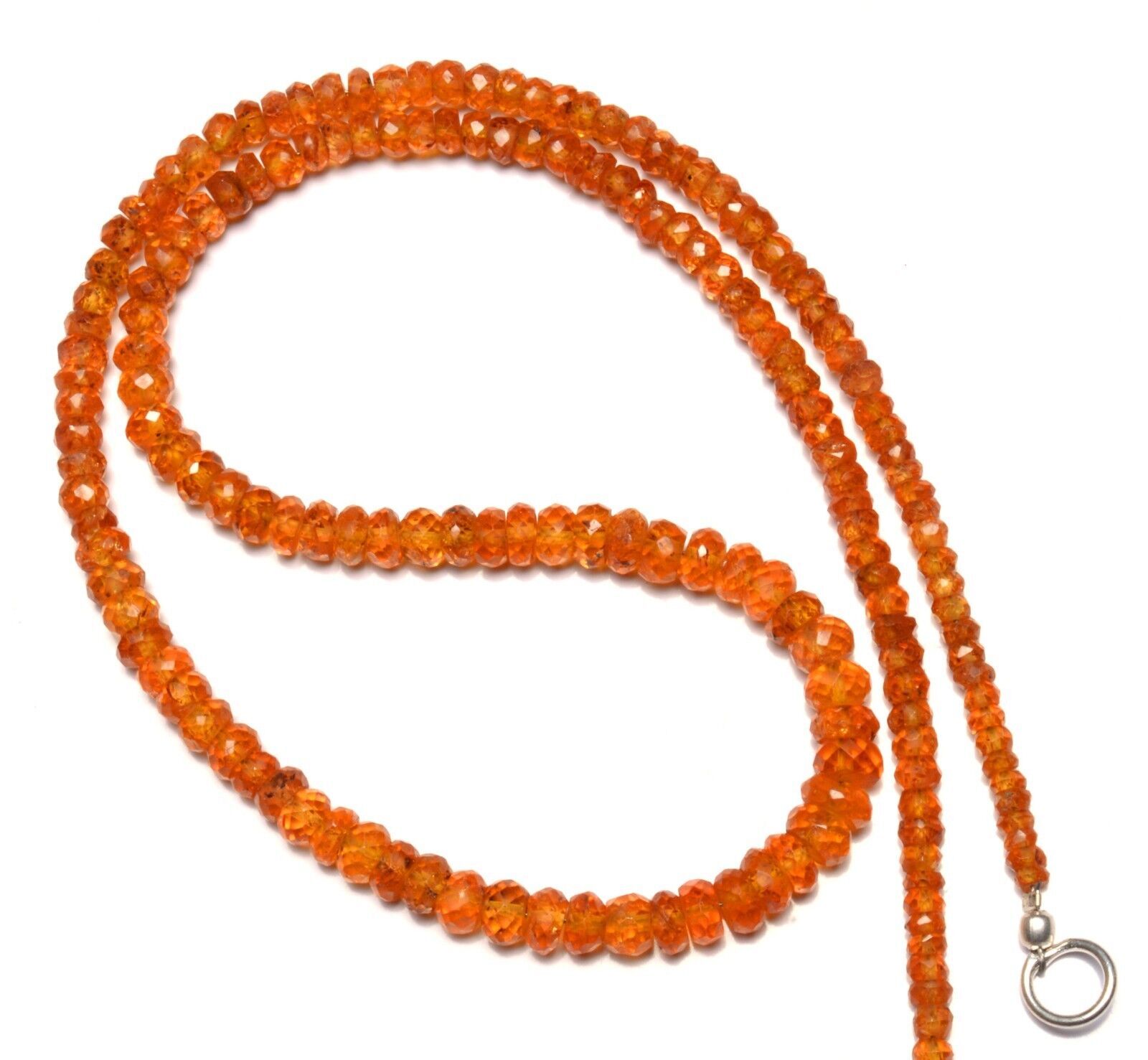 Natural Gem Orange Color Spessartine Garnet 3 to 5MM Faceted Beads Necklace 16″