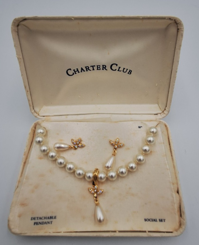 charter club pearl necklace and earrings