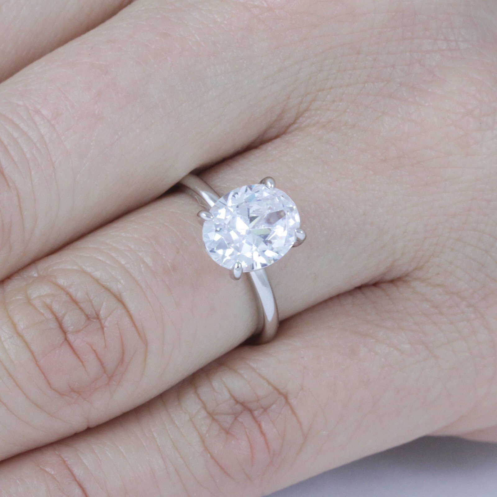 2.5ct Oval Cut Solitaire 925 Sterling Silver CZ Wedding Engagement Ring S10451