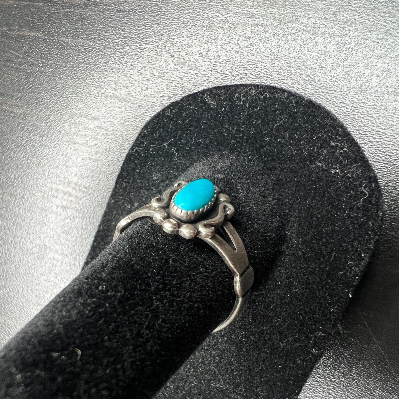WM Wheeler Sterling Silver Turquoise Ring Oval Inlay Southwestern Size 7.75