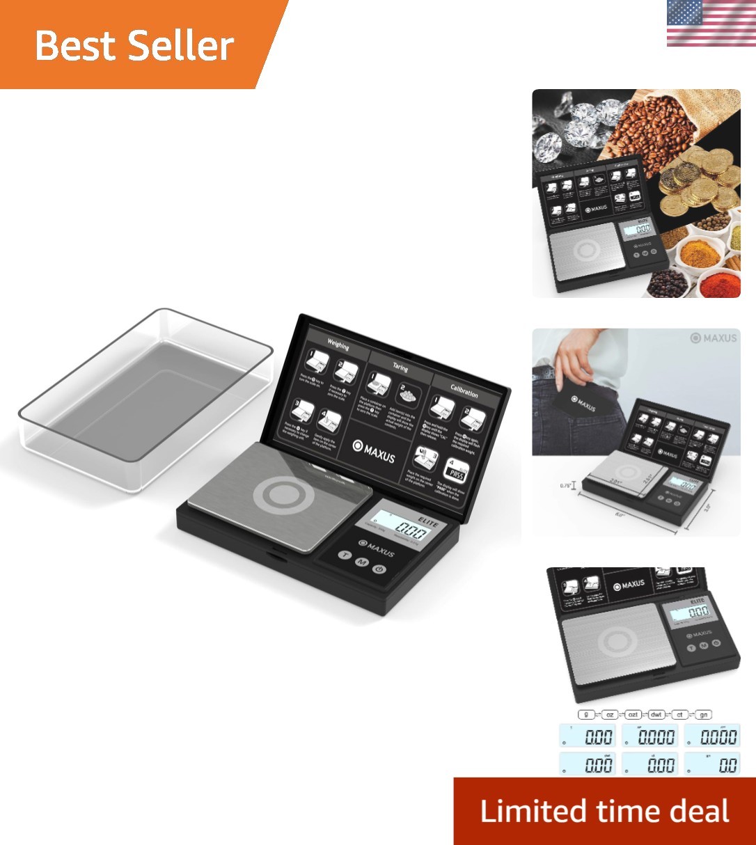 Portable Digital Gram Scale 500g x 0.01g – Includes Batteries & Tare Function