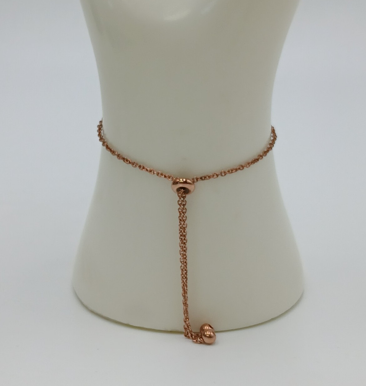 925 SU Slider Bracelet OSFA 9in Sterling Silver Rose Gold Vermeil CZ Bar Dainty
