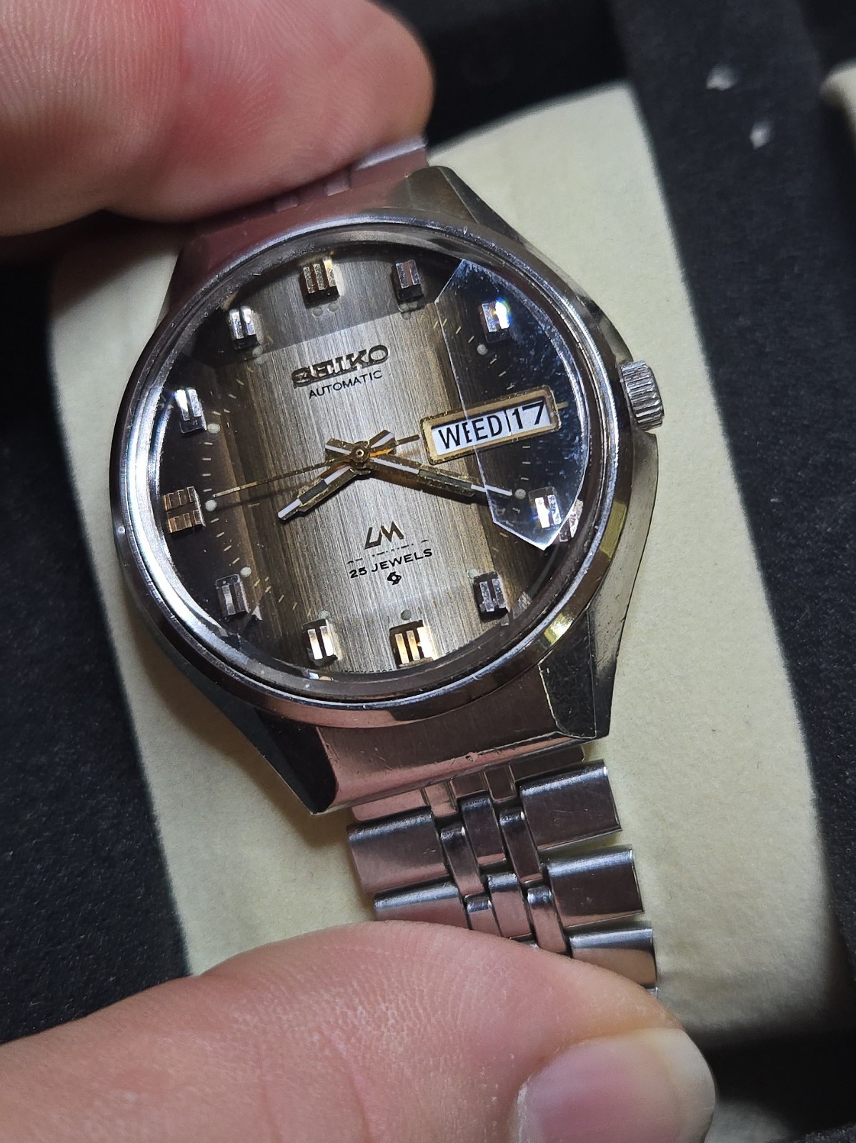 Vintage SEIKO LORD MATIC 5606-7290 Brown Dial Faceted Eng/Kanji LM Automatic