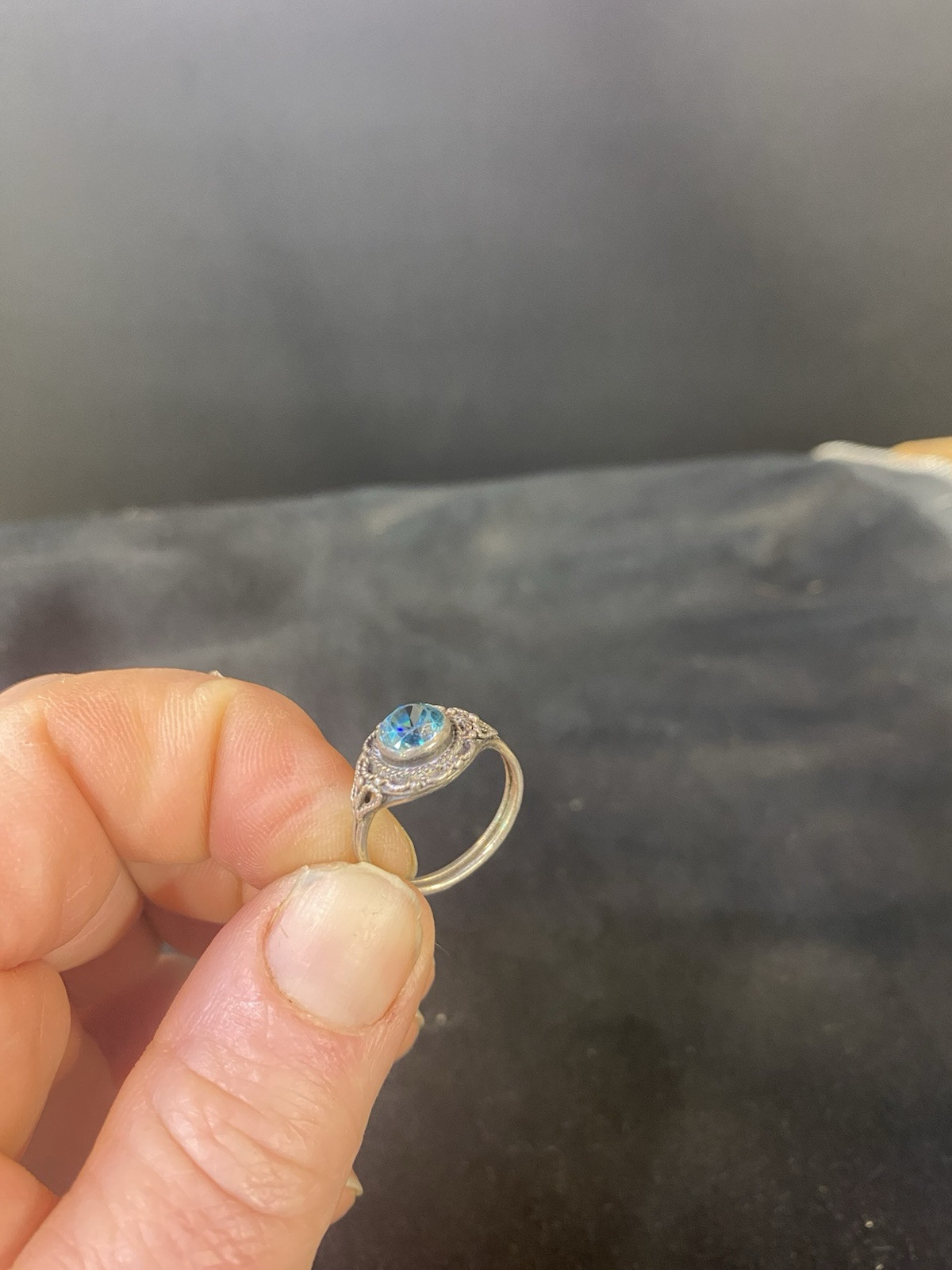 Arts & Crafts Zircon (?) Ring Sterling. Currently size 7. Not stamped or Signed