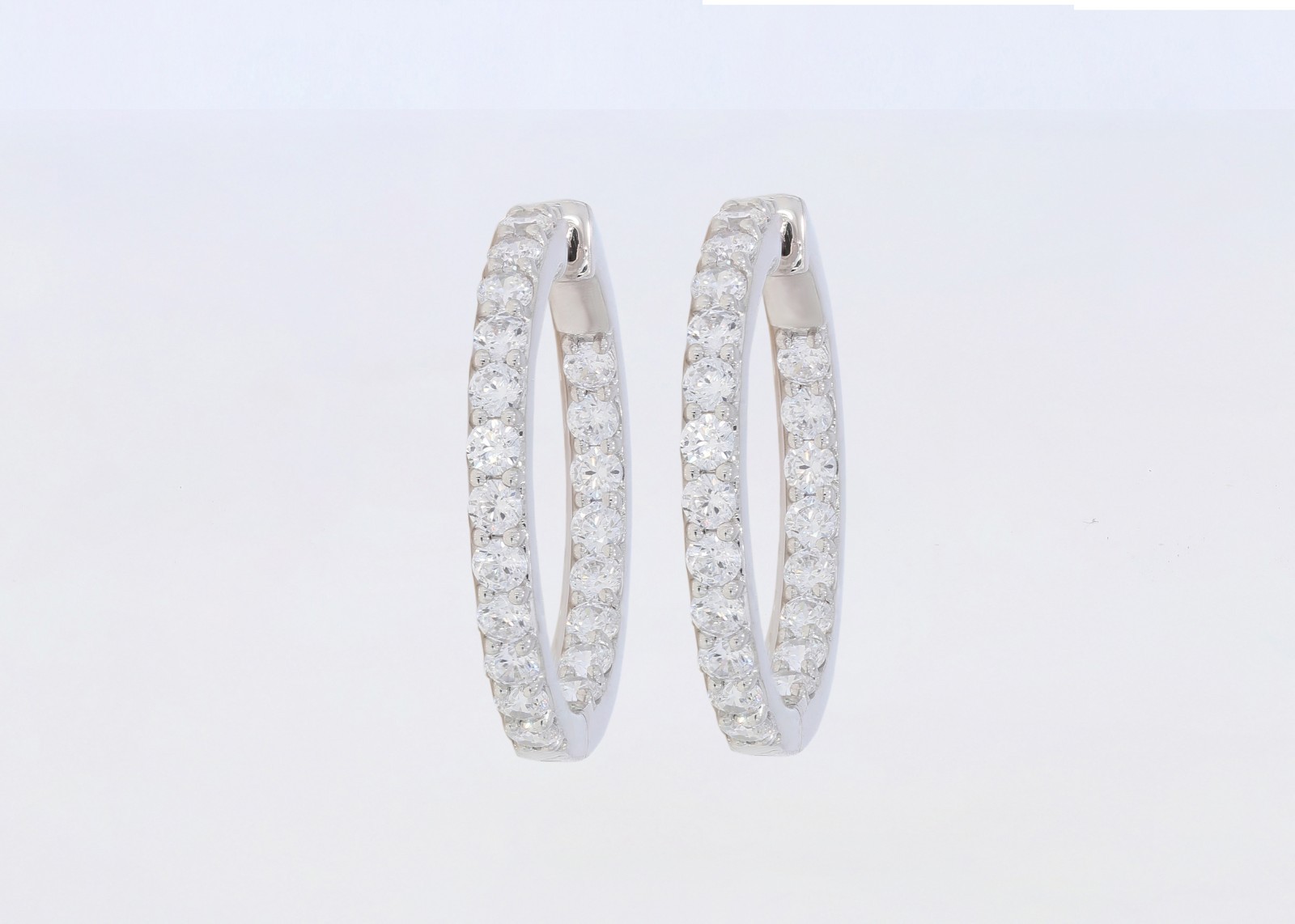 Ananta Jewels 2.00Ct Round Cut Moissanite Hoop Earrings 925 Silver for Women