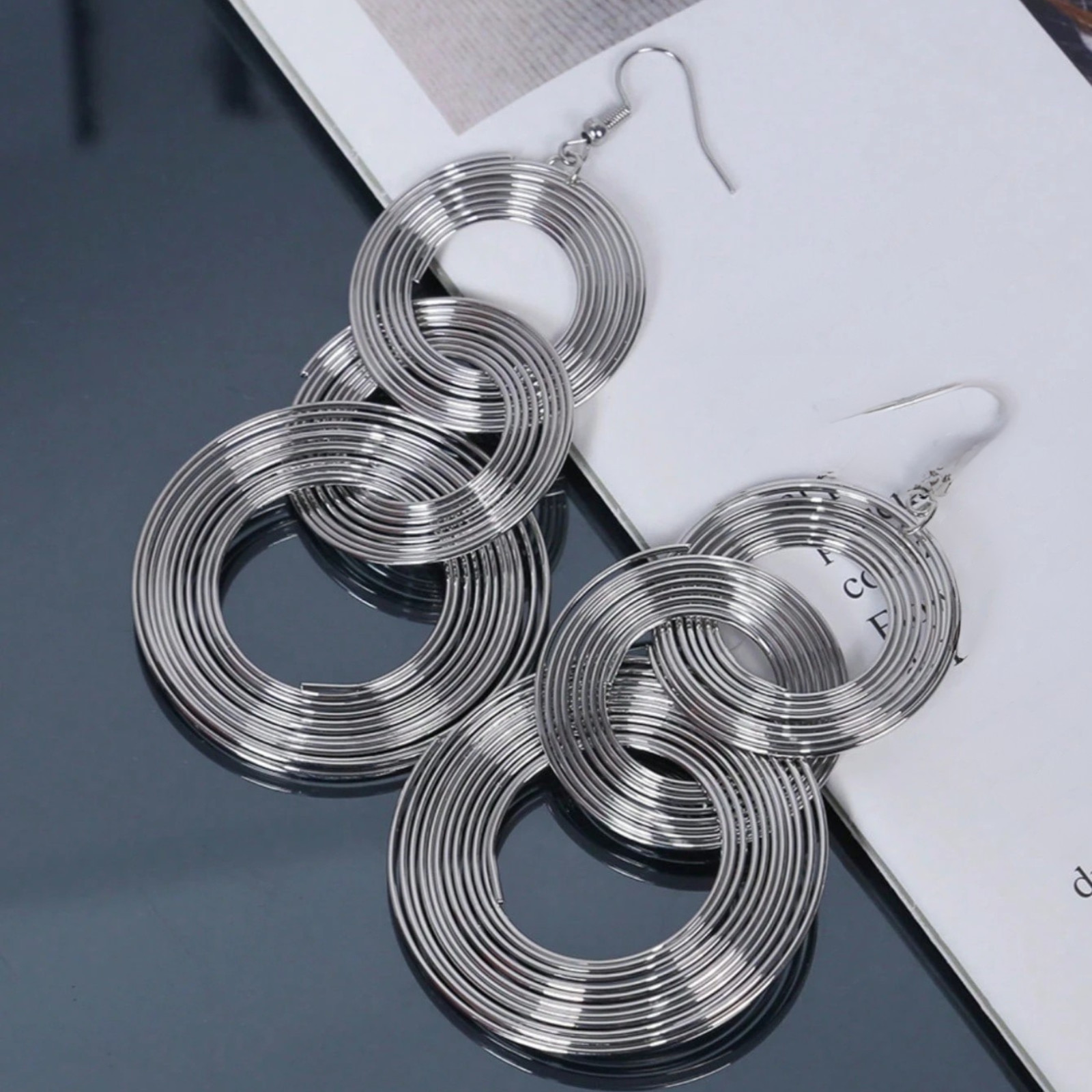 Multi-Layer Big Circle Hoop Drop Earrings Vintage Geometric Metal Dangle Women