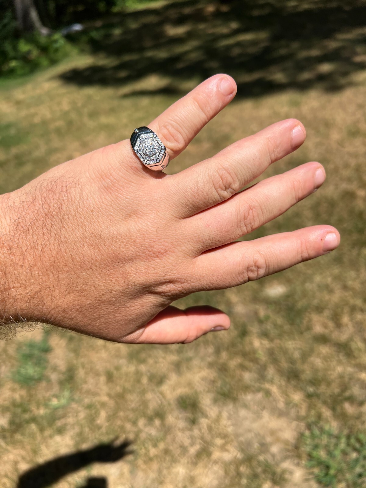 Mens 925 Silver Hip Hop Iced Moissanite Pinky Ring REAL Stone Passes Test GRA