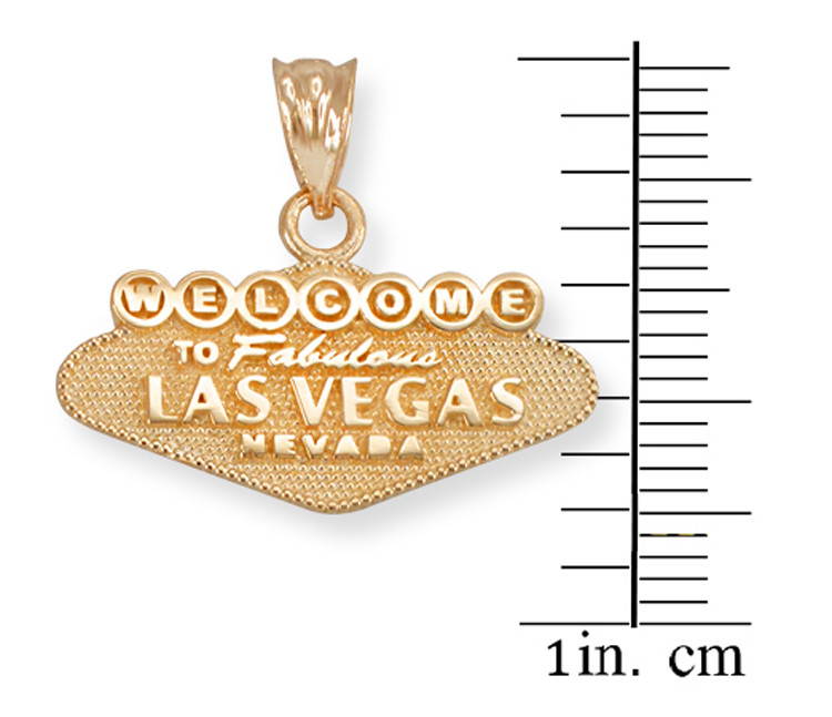 14K Yellow Gold Las Vegas Welcome Sign Reversible Charm Necklace