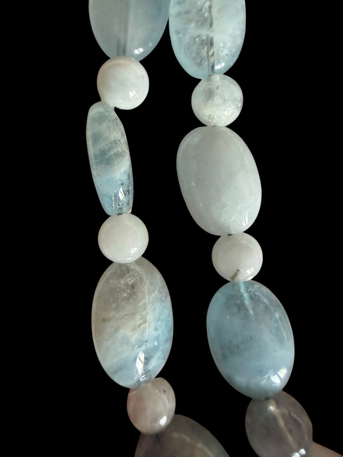 Signed Jay King DTR Sterling Silver Double Strand Aquamarine Beaded Necklace