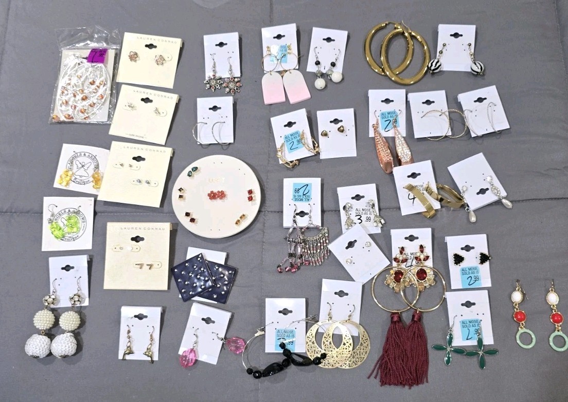 Huge Earrings Lot 42 Pr, 14 Rings Reseller Lot.