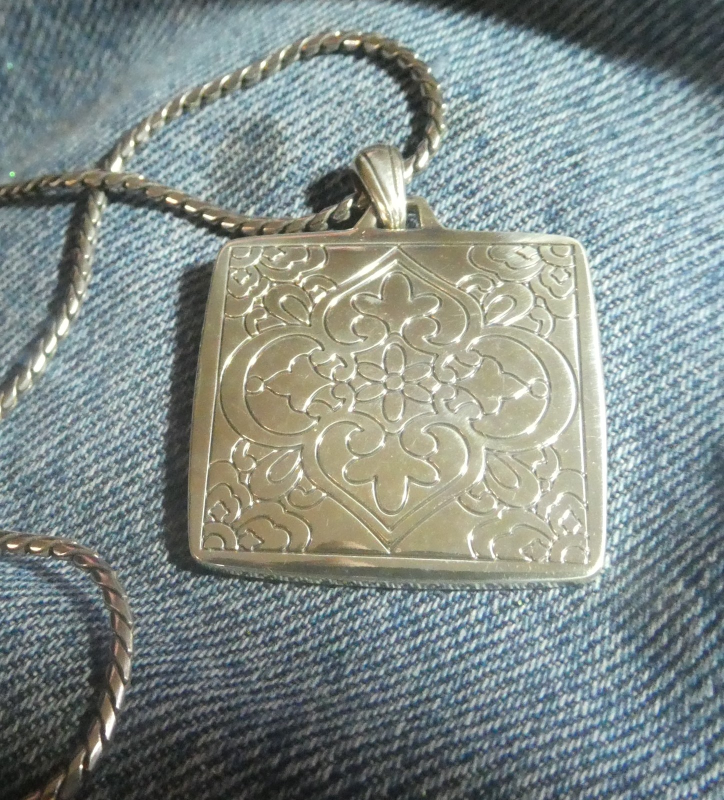Blue Enamel & Silver Tone Reversible Brighton Pendant Necklace