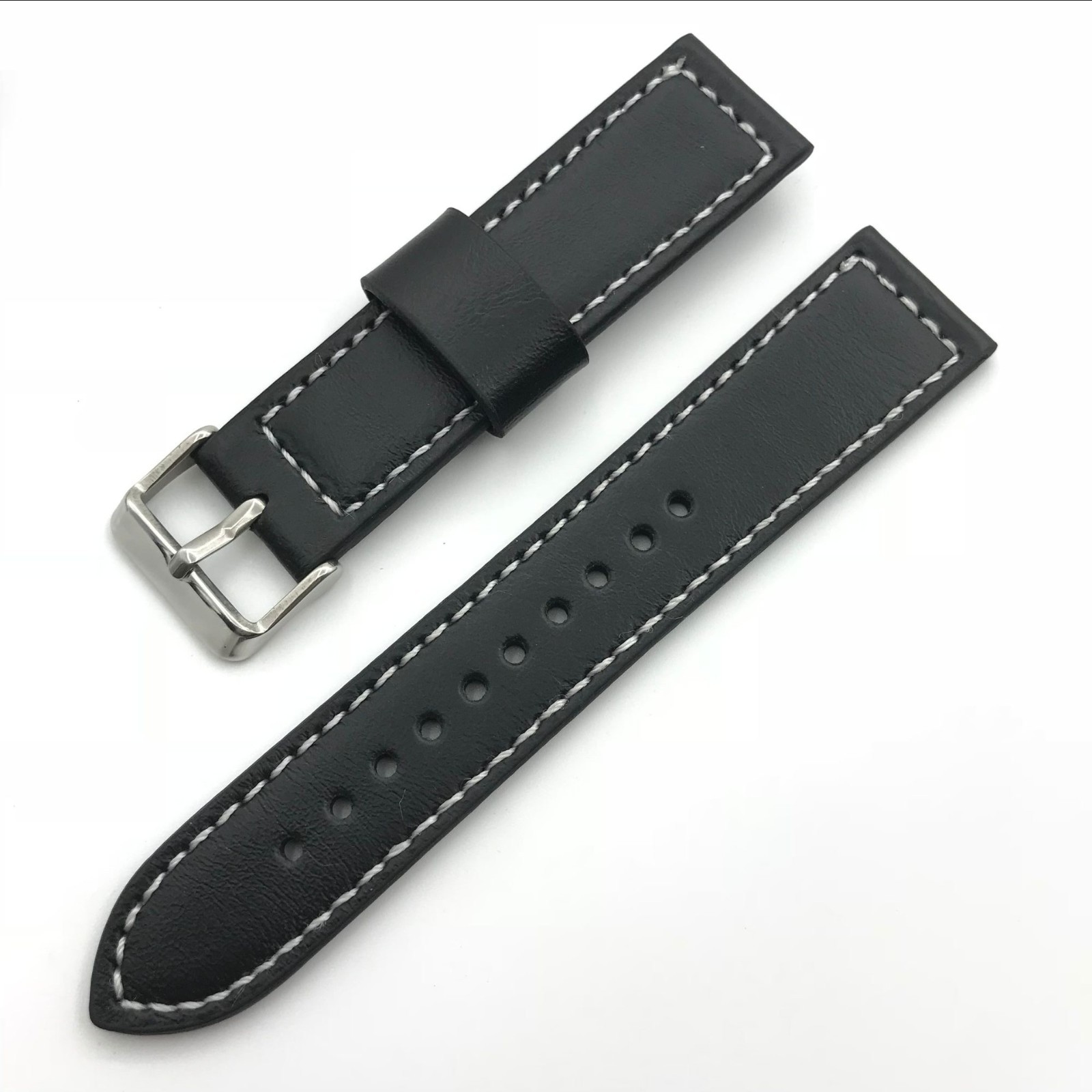 WHOLESALE Lot 6pcs Black Cow Leather Watch Strap Band 18/20/22/24mm (CH)