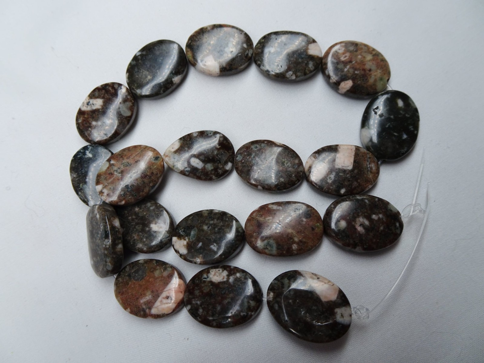 13 1/2″ Str Natural Flower Jasper Oval Stone Beads 17-17.5mm Long A61 DNG