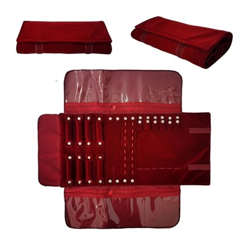 Velvet Travel Jewelry Roll Organizer Case for Necklace Bracelet Earrings Ring