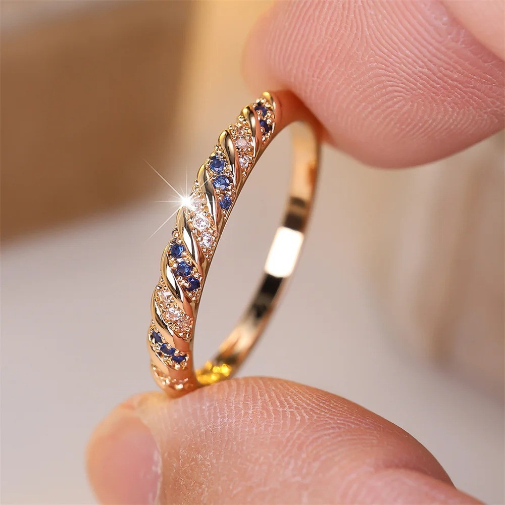 Luxury Zirconia Ring for Women Gold Color Fashion Party Jewelry Rings Gift