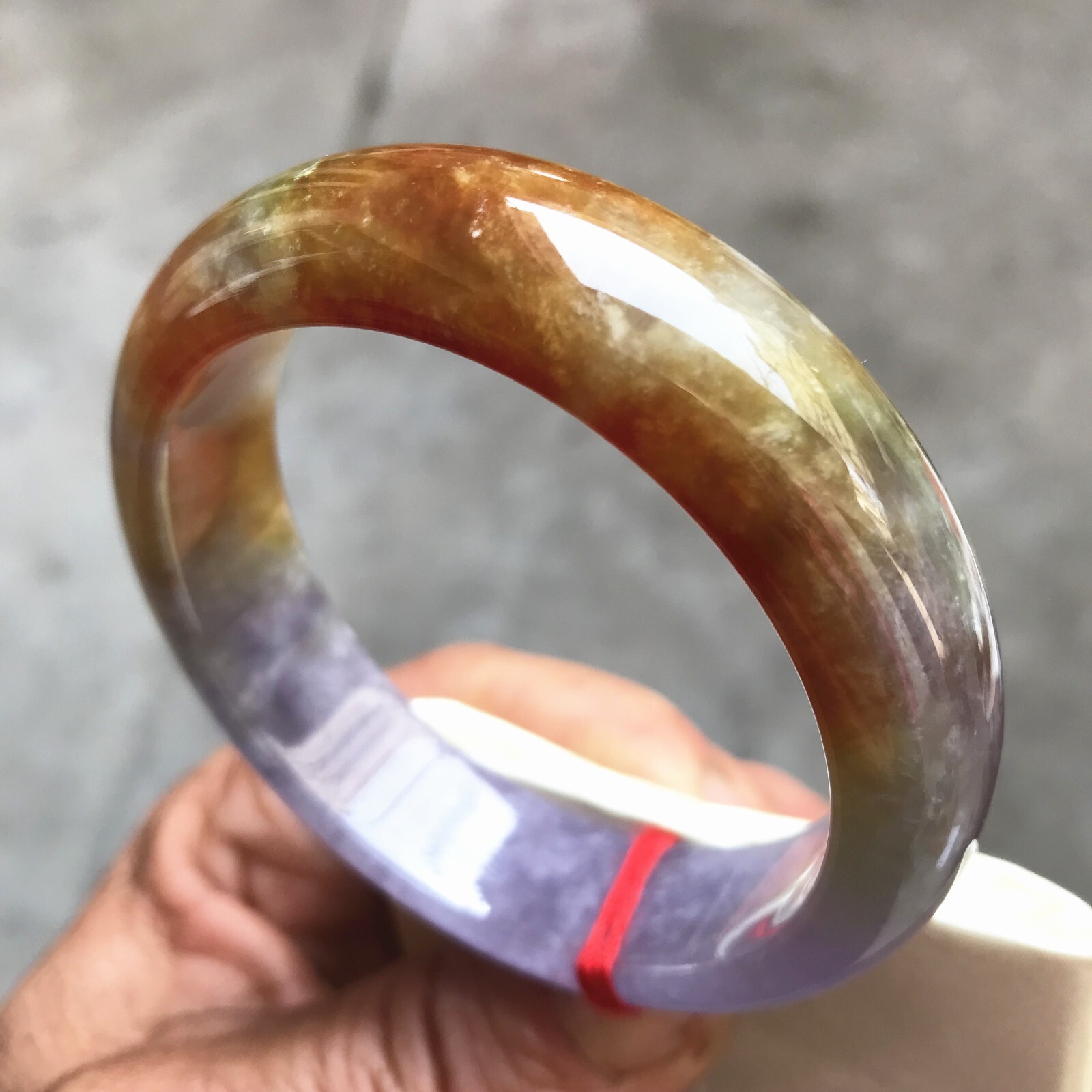 58.3mm Natural Ice Red Lavender Jadeite Jade Bracelet Burma Jade Bangle