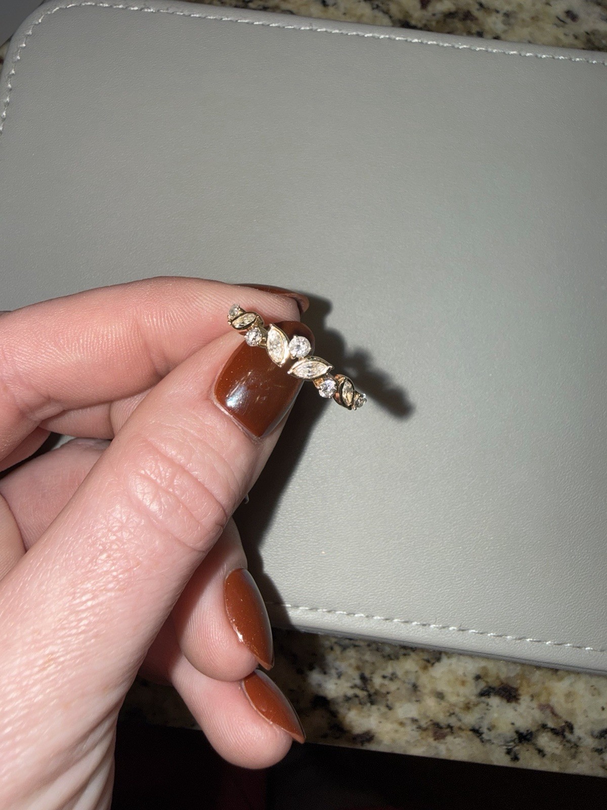 Kendra Scott Becca 14K Yellow Gold Band Ring Marquise White Diamond 0.54ct