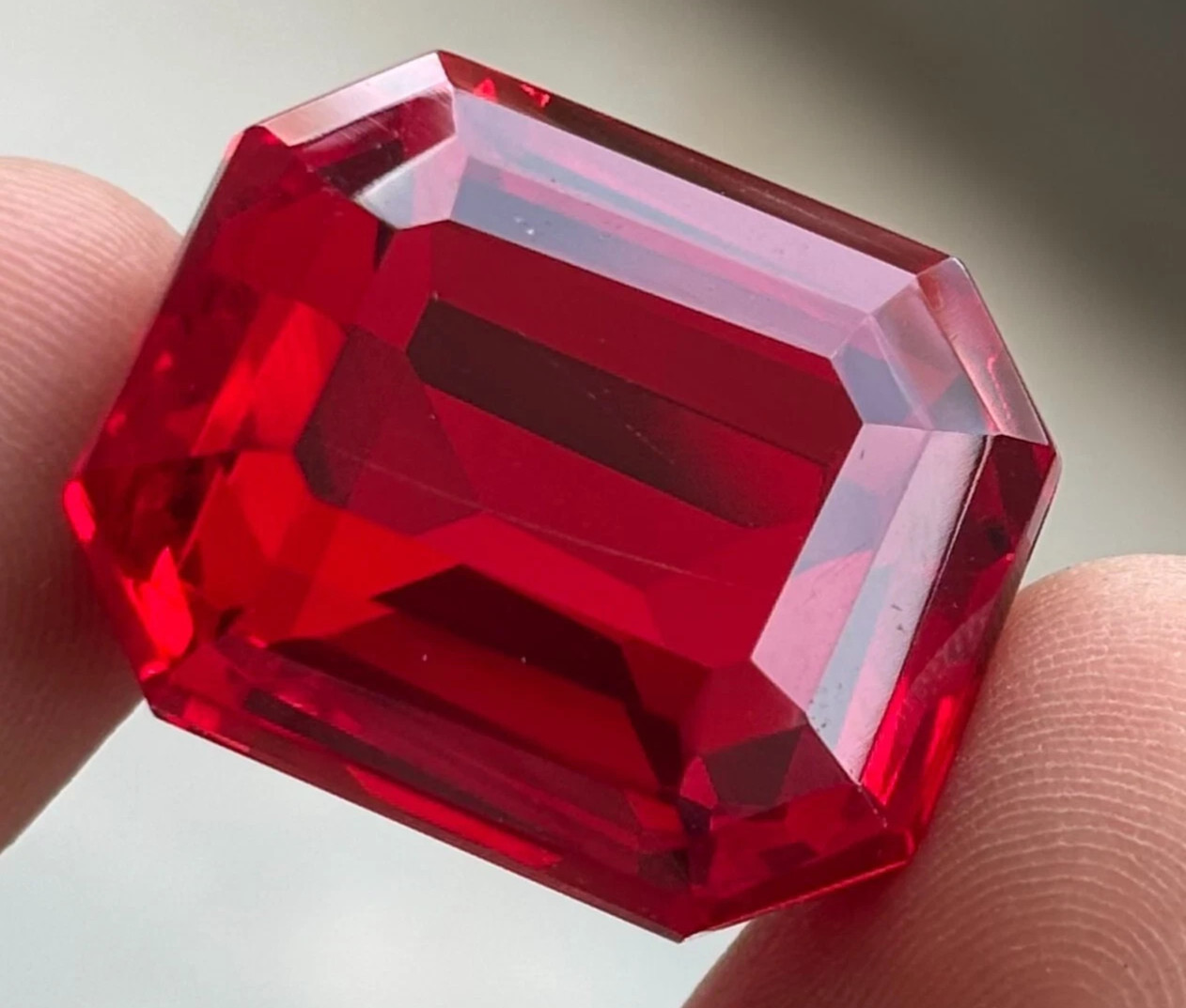 Emerald Cut 98+ Ct Blood Red Ruby Mozambique Natural Gemstone For Pendant Making