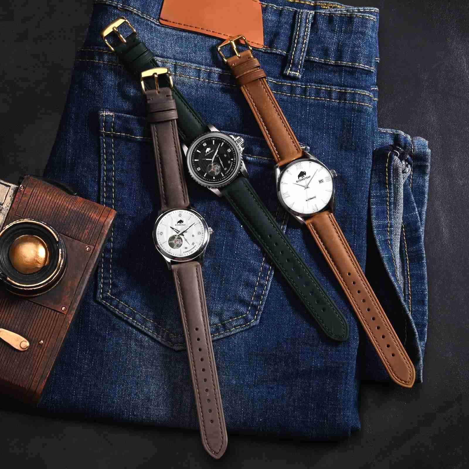 Extra Long Watch Bands 20mm, Leather Watch Straps for Men, XL Replacement Str…