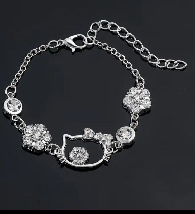 Sanrio Hello Kitty Pendant Bracelet, Cat And Flowers Design