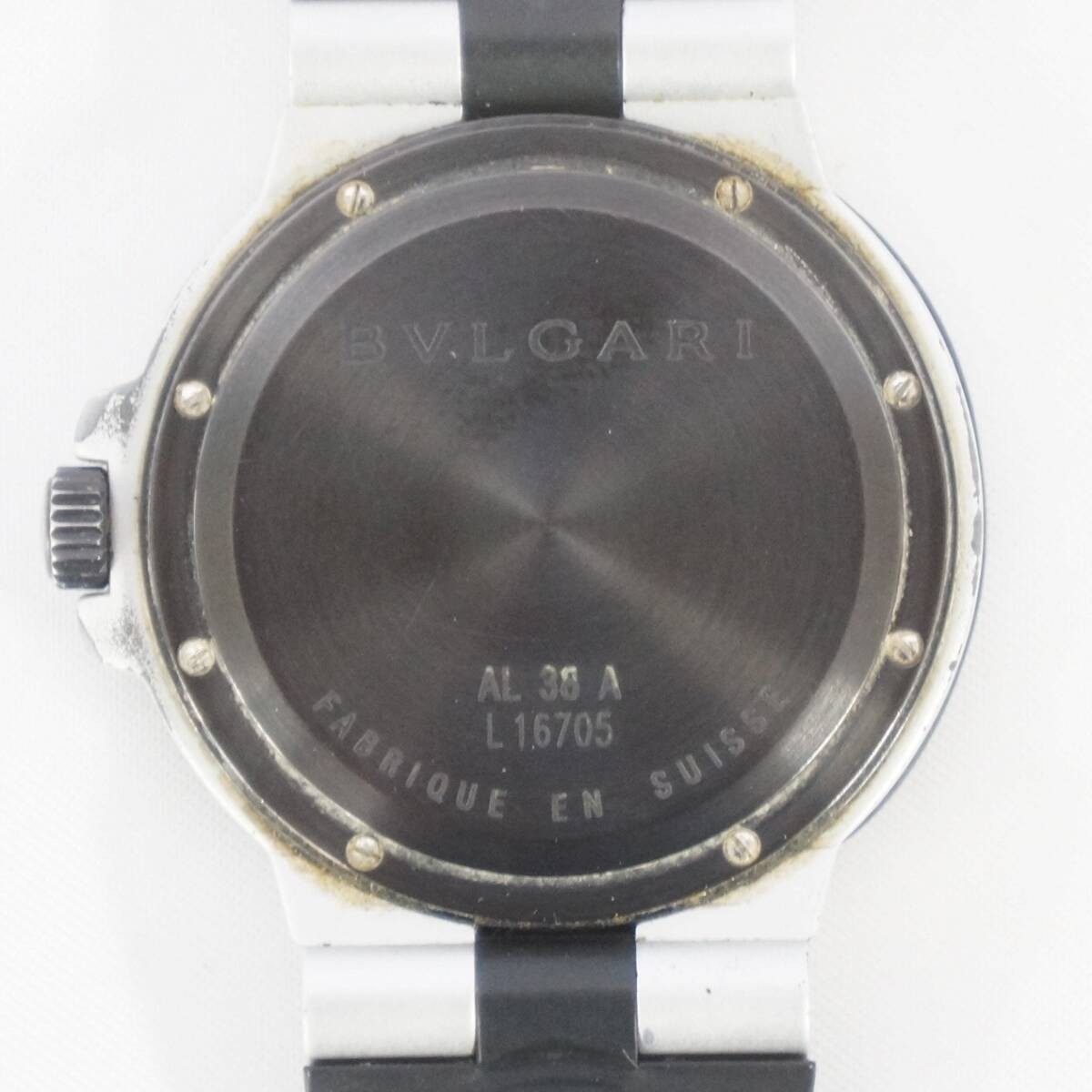 Authentic BVLGARI AL38A Mens Aluminum Wristwatch White dial Fast Shipping