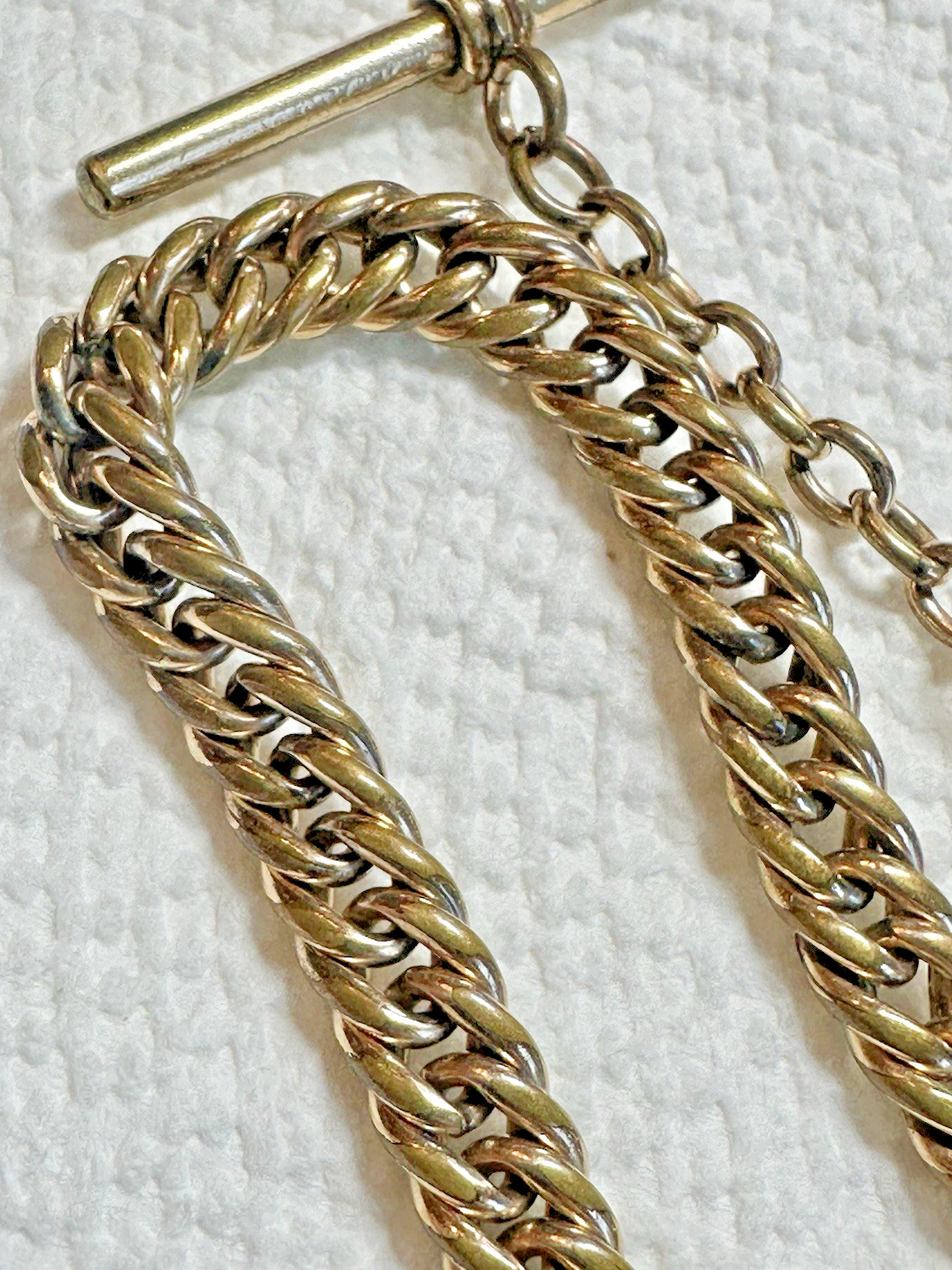 * Fancy Heavy Yellow Gold Filled GF 14 1/4″ Pocket Watch Chain & T Bar J5