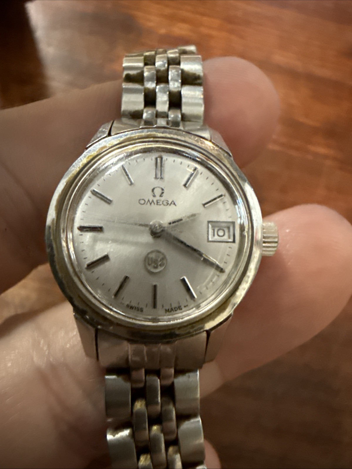 OMEGA Automatic Ladies 22mm USS stamp U.S steel Company 40 Years Service Works
