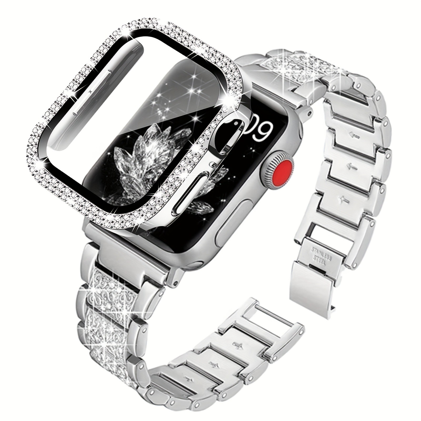 For Apple Watch Series SE/11/10/9/8/7/6/5/4 Bling Case+Band 40mm/42mm/46mm/44mm