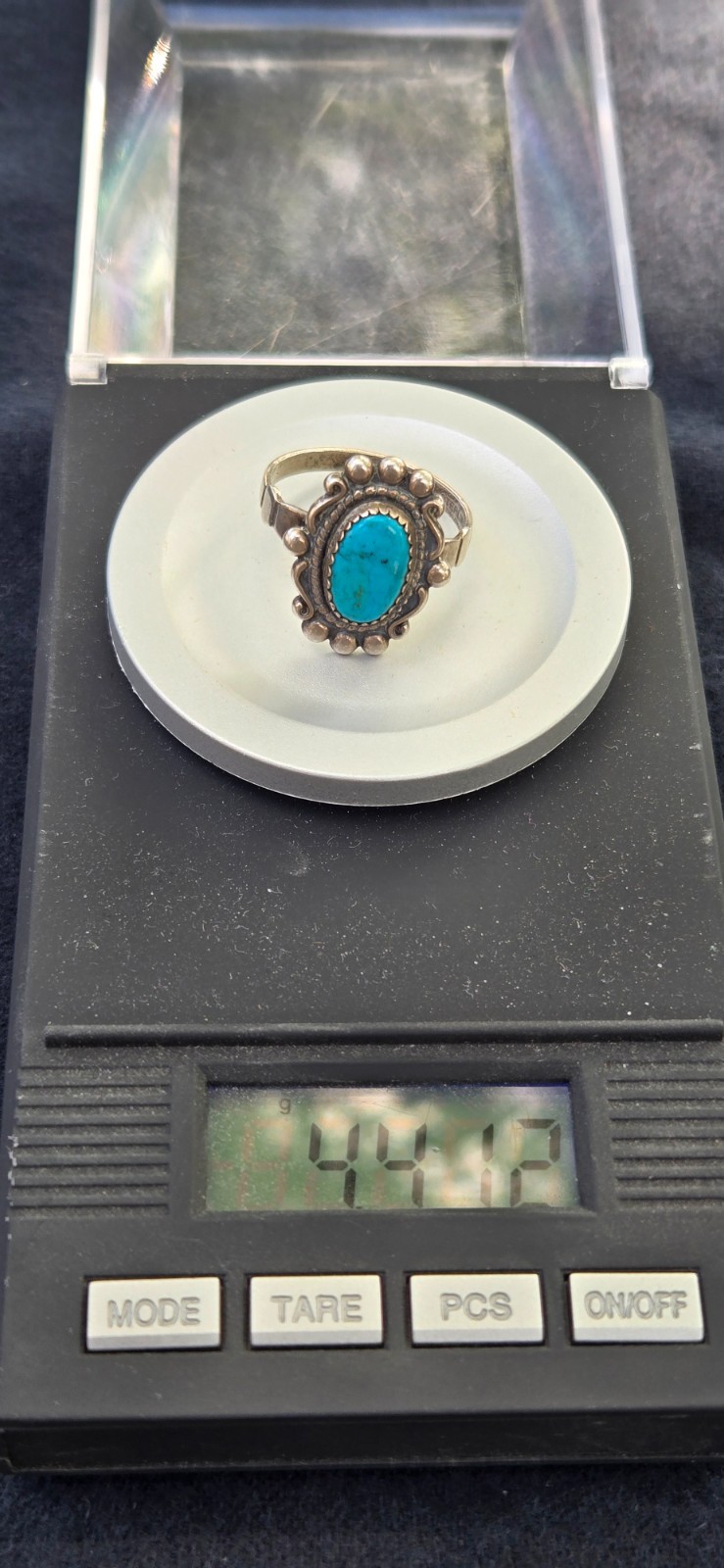 1940’s SW Native Style Sterling Silver Turquoise Wheeler Manufacturing Ring Sz 9