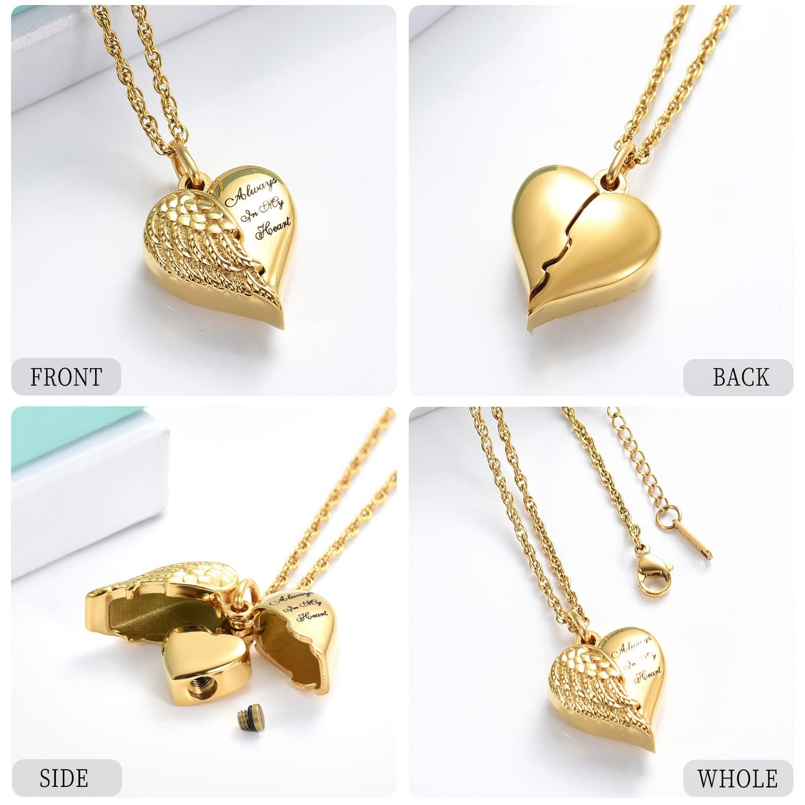 Cremation Jewelry Angel Wing Heart Urn Necklaces for Ashes Memorial Keepsake …